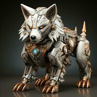 AI generated 3D cartoon wolf robot photo