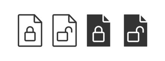 Document lock and open lock icon. Vector illustration desing.