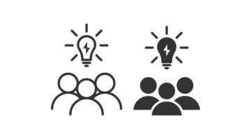 Group idea or teamwork team idea line icon. Vector illustration desing.