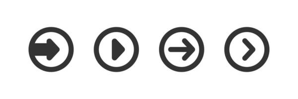 Right arrow icon set. An arrow in a circle vector