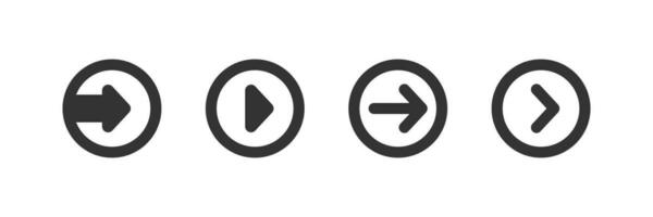 Right arrow icon set. An arrow in a circle vector