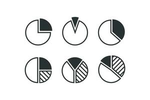 Chart pie icon set. Circle graph illustration symbol. Sign bussines diagram vector