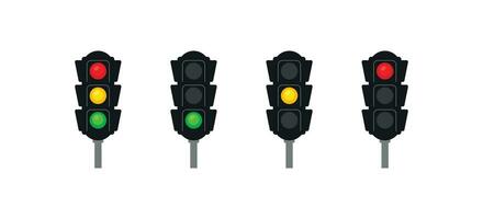 Traffic lighs icon set. Regulate the movement of cars illustration symbol.  semaphore vector