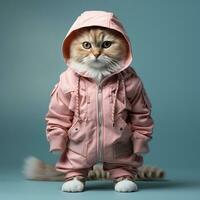 ai generado 3d gato vistiendo linda ropa foto