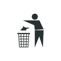 Person rubbish icon. Recycling trash vector