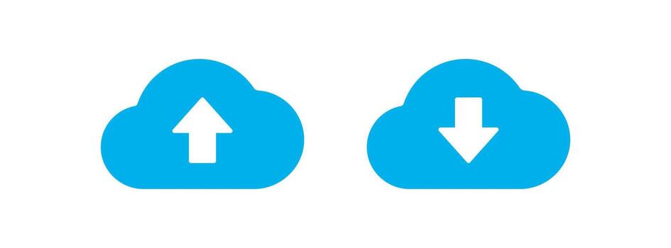 Cloud data icon. Save and download cloud information illustration symbol. Sign data server vector
