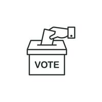 Hand voting ballot box icon. Election vector