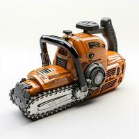 AI generated 3d chainsaw white background photo