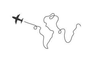 Airplane line icon. Airplane flight around the world illustration symbol. Sign time to travel vector