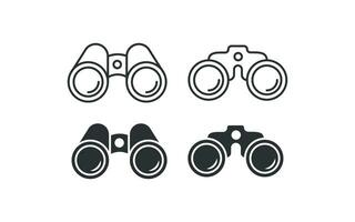 Binocular icon set. Optical explore vector