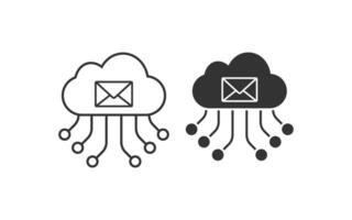 correo electrónico automatización icono. saas ilustración símbolo. firmar letra y nube servidor vector