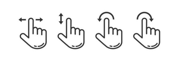 Hand pointer cursor mouse icon set. Index finger movement illustration symbol. Sign hand and arrow vector