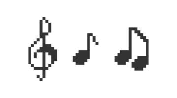 Pixel musical notes icon. 8 bit art song element ilustration symbol. Sign games vector