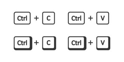 Copy and paste key icon set. Computer keyboard buttons illustration symbol. Sign copy and paste combination vector