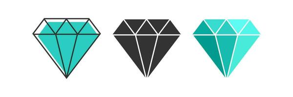 Diamond icon set. Brilliant illustration symbol. Sign gem vector