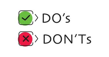 Do and don't icon. Positive and negative choice illustration symbols. Sign good and bad vector