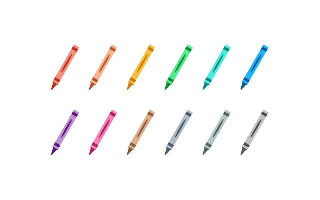 Crayons rainbow icon set. Wax pencils illustration symbol. Sign colorful pencils vector