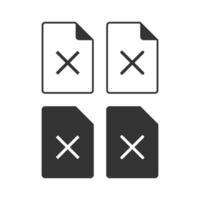 Not found icon. Document and cross illustration symbol. error data vector flat.