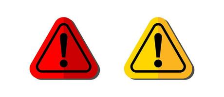 Caution icons. Red and yellow colored caution warning illustration symbol. Sign warn vector