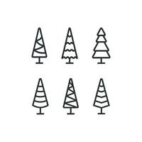 Tree line icon set.  Cristmas tree illustration symbol. Sign pine vector