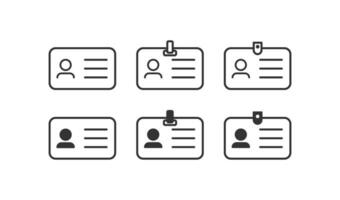 Id card icon set. Identification card illustration symbol. Sign name badge vector