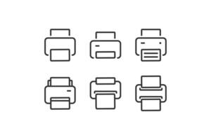 Printer icon set. Document printing illustration symbol. Sign printer line vector