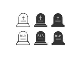 Deadth icon set. Grave illustration symbol. Sign tombstone vector