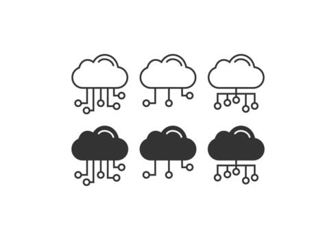 Cloud computing icons set. Database connecting illustration symbol. Sign cloud data vector