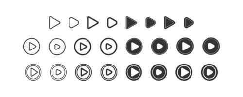 Play icon set. Player, triangle symbol. Sign app button vector. vector
