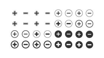 Plus and minus icon. Positive and negative choice symbol. Sign app button vector. vector