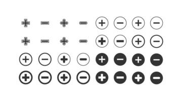 más y menos icono. positivo y negativo elección símbolo. firmar aplicación botón vector. vector