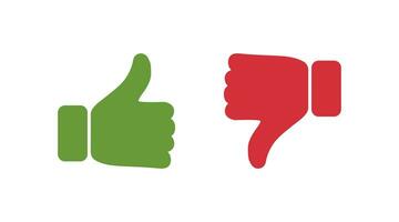 I like, dislike the icon set. Thumb up and down symbol. Sign good and bad choice vector. vector