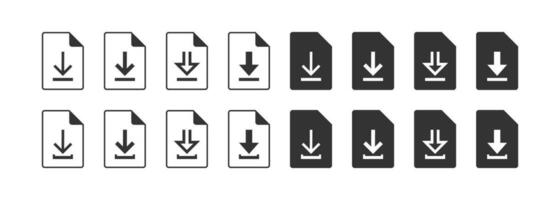 Download file icon set. Document upload symbol. Sign save information vector. vector