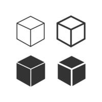 3d cubo íconos colocar. cubo o cuadrado símbolo. geométrico figura firmar vector. vector