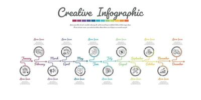 presentación negocio, infografía mano dibujado para 12 meses, 1 año, lata ser usado para línea de tiempo, garabatear infografía vector. vector