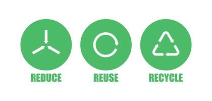 Reduce, reuse, recycle icon set. Bio trash symbol. Sign eco planet vector flat.