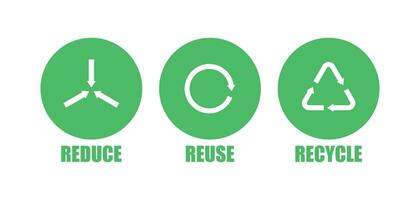 Reduce, reuse, recycle icon set. Bio trash symbol. Sign eco planet vector flat.