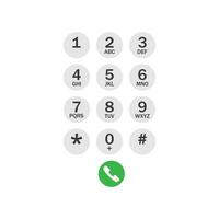 Smartphone dial keypad icon. Keypad number and letters for telephone symbol. Sign app button vector flat.