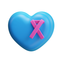 Cancer ribbon 3d heart icon png