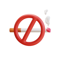 cigarette banni non fumeur. 3d le rendu illustration non fumeur png