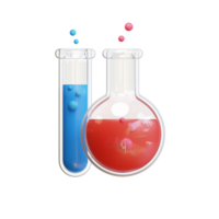 3d conception de chimie bouteille avec chimique substance dans branché couleurs png