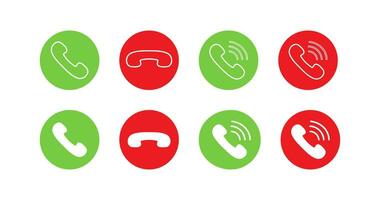 Phone call icons. Telephone handset symbol. Sign app button vector flat.