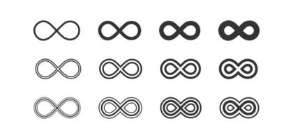 Infinity icon set. Unlimited symbol. Sign 8 vector flat.