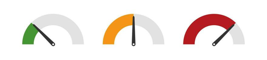 Dashboard colorful speedometer icon. Indicator progress symbol. Sign tachometer vector flat.