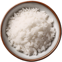 AI generated Bowl of white jasmine rice, top view on transparent. Ai Generated png