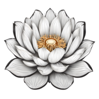 AI generated Drawing lotus flower coloring book without contrast thick outline on transparent. Ai Generated png