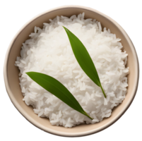 AI generated Bowl of white jasmine rice, top view on transparent. Ai Generated png