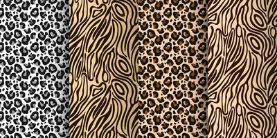 Leopard, tiger seamless pattern, abstract wild animal skin background. Set of leopard textures, background design, prints, textiles. Vector