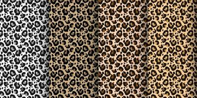 Leopard, tiger seamless pattern, abstract wild animal skin background. Set of leopard textures, design for backgrounds, prints, textiles. Vector