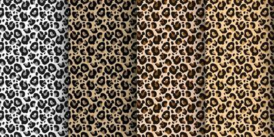 Leopard, tiger seamless pattern, abstract wild animal skin background. Set of leopard textures, design for backgrounds, prints, textiles. Vector